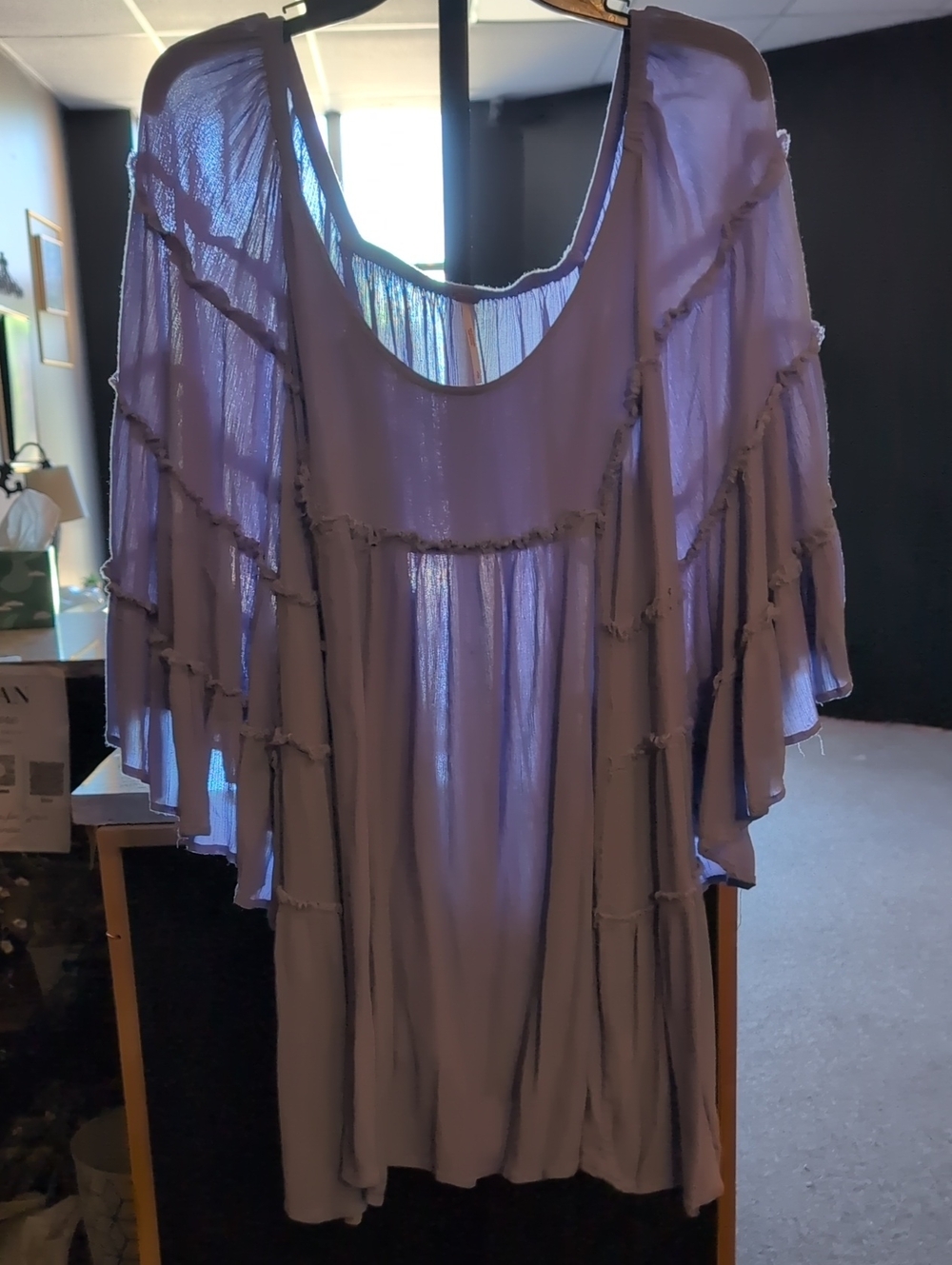 Free People Lavender Tiered Ruffle Tunic